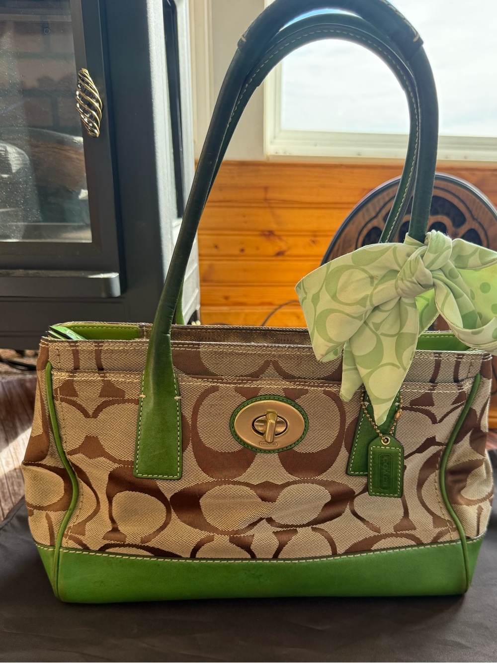 Coach Hampton Signature Madeline Tote with Twilly